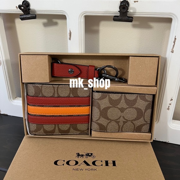 COACH Men’s 3 in 1 Wallet Credit Card Case Keychain Gift Set - Picture 3 of 14